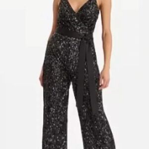 Express Black and White Patterned Jumpsuit